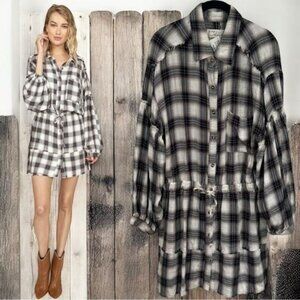 NEW Vintage Havana Mini Dress in Ivory and Navy Lumberjack Cabincore Holiday M